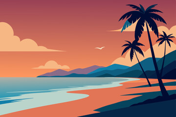 tropical beach with palm trees