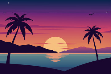 palm tree at sunset
