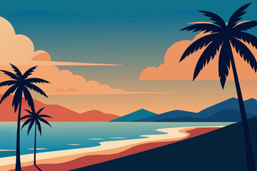 Obraz premium tropical beach with palm trees