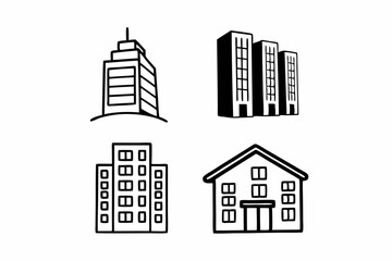 Building icon vector set. apartment illustration sign collection. skyscraper symbol. architecture logo