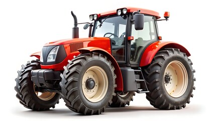 Red Tractor on a mission: A powerful red tractor, a symbol of agricultural might, stands poised, its robust design and rugged tires ready for the demanding tasks of the farm.