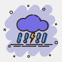 Icon thunder storm. Weather elements symbol. Icons in comic style. Good for prints, web, smartphone app, posters, infographics, logo, sign, etc.