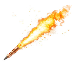 Fireball Erupting from Flame Thrower Isolated on Transparent Background
