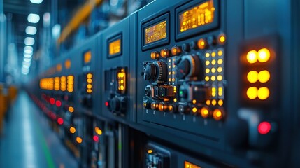 Complex Industrial Control Panels with Illuminated Indicators and Analog Controls