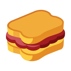 Classic peanut butter and jelly sandwich with crusts off.