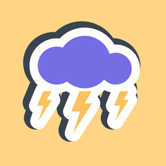 Sticker lighting. Weather elements symbol. Good for prints, web, smartphone app, posters, infographics, logo, sign, etc.