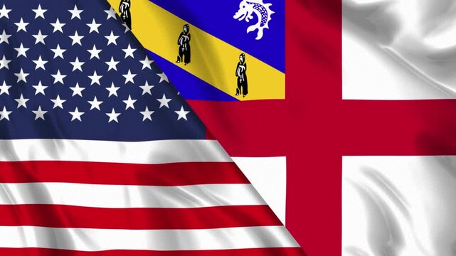 USA and Herm Flag Waving Loop. Flag of the USA and Herm