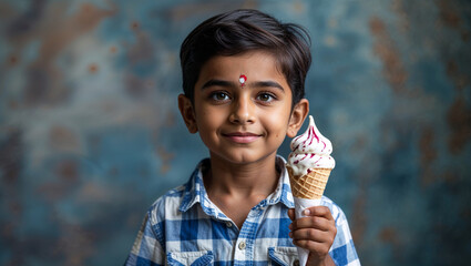 Studio Headshot of an Indian Toddler Boy in Casual Outfit with Bright Facial Expression