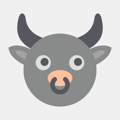 Icon ox face. Chinese Zodiac elements. Icons in flat style. Good for prints, posters, logo, advertisement, decoration,infographics, etc.