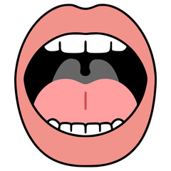 Obraz premium open mouth voice expression flat color vector illustration template design