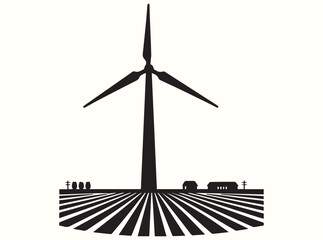 Clean Energy Windmill in Rural Farmland Scene