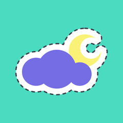Sticker line cut cloudy night. Weather elements symbol. Good for prints, web, smartphone app, posters, infographics, logo, sign, etc.