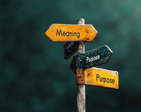 Passion Week Mindfulness Rustic Road Sign Crossroads of Purpose - Existential Journey and Spiritual Growth Visual Metaphor for Self-Discovery Seekers