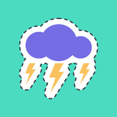 Sticker line cut lighting. Weather elements symbol. Good for prints, web, smartphone app, posters, infographics, logo, sign, etc.