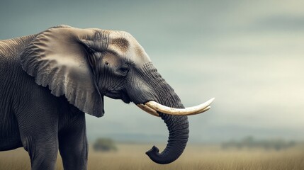 Obraz premium Eco-Conscious Wilderness Save The Elephant Day Minimalist Wildlife Conservation Portrait - Sustainable Awareness and Earth Month Inspiration