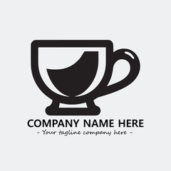 Cup illustration black and white for logo company vector image
