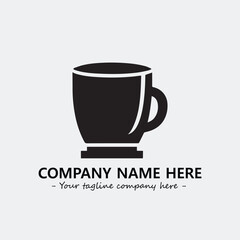 Cup illustration black and white for logo company vector image

