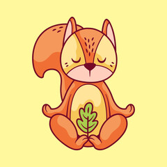 Cute squirrel cartoon vector illustration. Animal character for kids t-shirt, sticker, drawing, coloring book page, emoji, emoticon