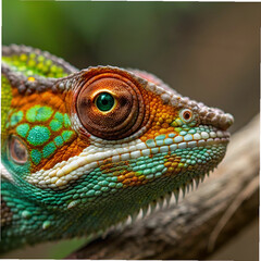 Fototapeta premium close up of colorful chameleon eye