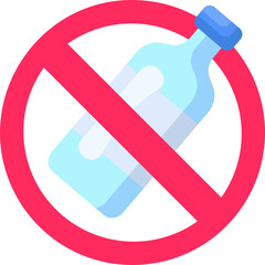 No Plastic Bottles flat icon