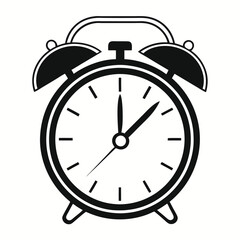 Classic Alarm Clock Silhouette Icon in Minimalist Style