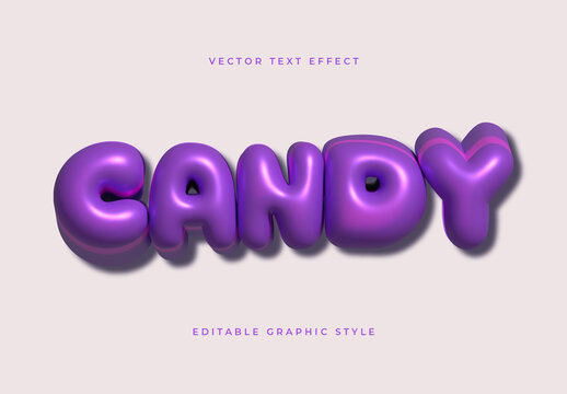 Purple Glossy Inflated Balloon Font Chubby Globe Chubby Plastic Text Effect