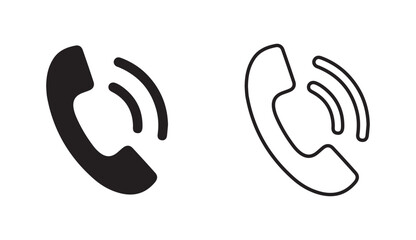 Fototapeta premium Phone icon set, vector, silhouette. Contact us, symbol, sign, Mobile apps, Ringing phone simple icon set. Smartphone ringing. Phone sign. Vector Eps 10