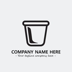 Cup illustration black and white for logo company vector image
