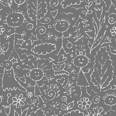 seamless pattern with cats and babies 