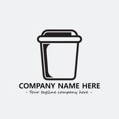 Cup illustration black and white for logo company vector image
