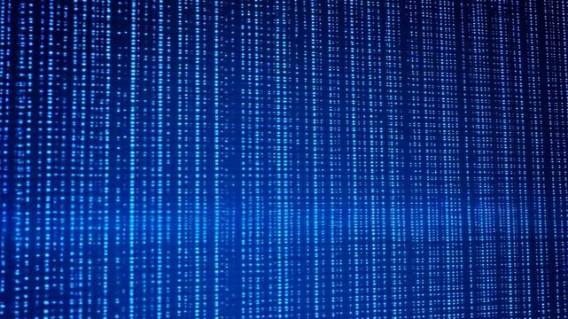 blue digital abstract matrix of data streams, lines and code 