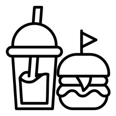 Burger and Drink Line Art