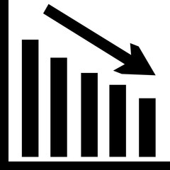 Falling Graph Icon with Transparent Background