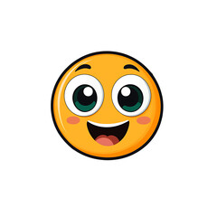 Fototapeta premium smiling face emoji with big round eyes icon on transparent background