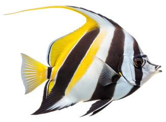 Colorful Moorish Idol Tropical Fish – Isolated PNG on Transparent Background