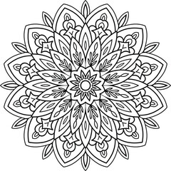 Fototapeta premium Mandala Coloring book page. Vector filigree mandala with abstract elements, Template for carpet and any surfaces. Used for Wall art. Design element
