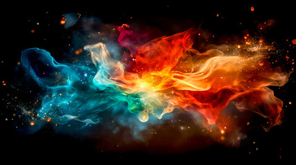 Abstract Colorful Smoke and Fire Nebula.