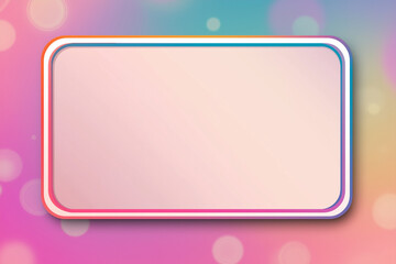 Fototapeta premium Vibrant Gradient Background with Pink and Blue Hues – White Border with Orange Outline, Rounded Corners, and Blurred Colorful Shapes for Modern Digital Design and Aesthetic Appeal