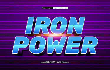 Obraz premium iron power editable text effect with a hero and powerful text effect