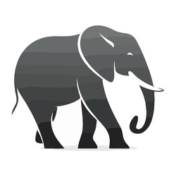 Grayscale Elephant Vector Art