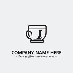 Cup illustration black and white for logo company vector image
