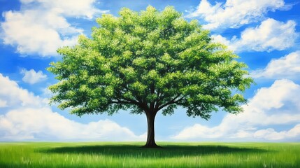 A large tree stands in a grassy field