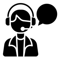 Person with Headset and Speech Bubble