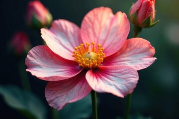 Abstract late-blooming flower, intricate details, faded petals, blossom, season