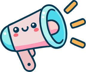 Cute Hand-Drawn Megaphone Illustration with Transparent Background