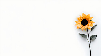 Single Sunflower on White Background
