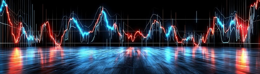 Fototapeta premium Market trends analysis financial sector infographic visuals digital environment wide angle view data insights