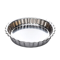 A Premium Stainless Steel Tart Pan with Fluted Edge Isolated on Transparent Background