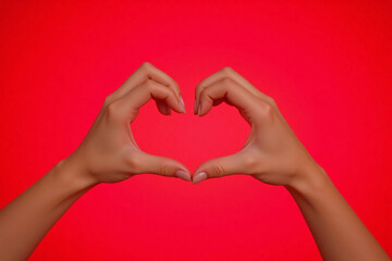 Fototapeta premium hand holding a red heart on a white background