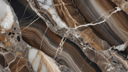 Marble texture brown and beige tones intricate veining, natural stone pattern high resolution detailed surface polished finish, geological formation luxury